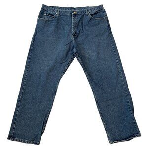 Wrangler Mens Authentic Jeans Size 42x30 Blue Denim Loose Straight Silver Rivets